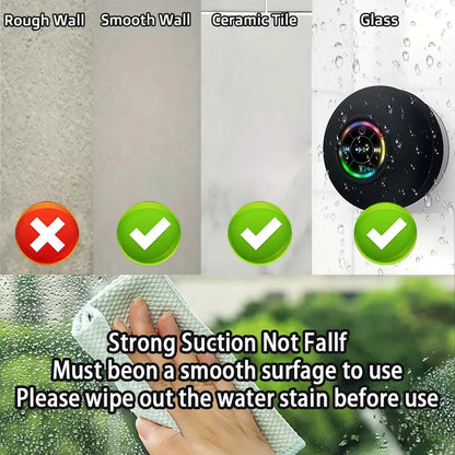 AquaBeat Mini: Waterproof LED Bluetooth Speaker with Powerful Sound & Suction Cup Mount