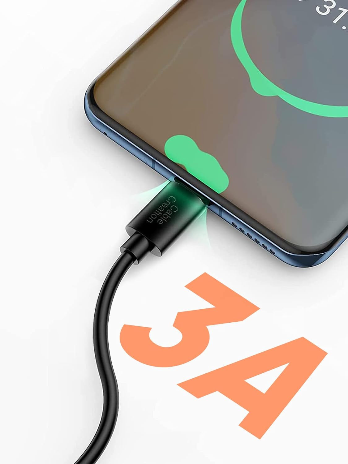 USB C to USB Cable Short  USB C to USB a Short 6 Inch USB C Cable Fast Charging 3A USB a to USB C Short 480Mbps Data for Power Bank Stylus Pen S21 S20 Pixel Gopro Hero 0.15M Black