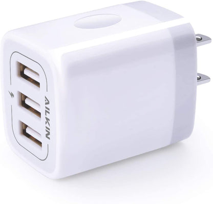 USB Charger Cube, Wall Charger Plug,  3.1A 3-Muti Port USB Adapter Power Plug Charging Station Box Base for Iphone 17 16 15 14 13 12 Pro Max Mini SE 11 Pro Max Samsung Phones Charging Block